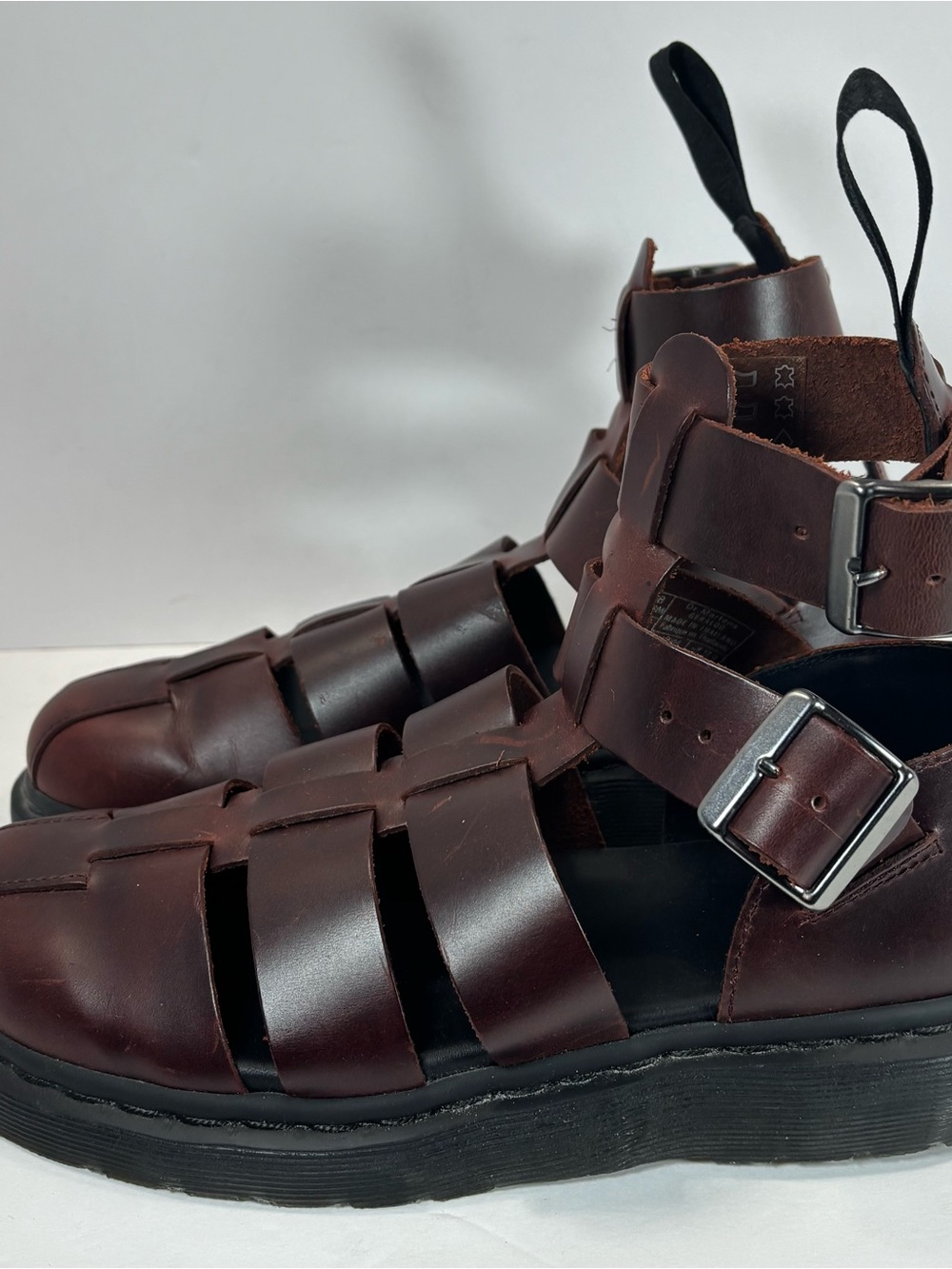 Dr Martens Geraldo Tall Brown Leather Strappy Platform Fisherman Sandals Men 8 - Picture 2 of 10